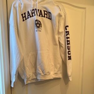 Gildan White Harvard Hoodie with Maroon Accents